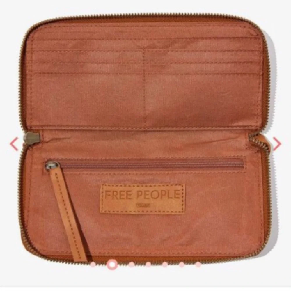 Free People Distressed Vegan Brown Wallet Wristlet - Picture 2 of 11